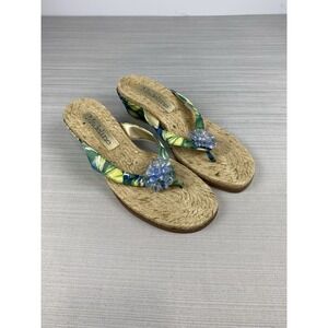 Madeline Women's Wedge Sandal Floral Blue Green Size 7.5‎ M